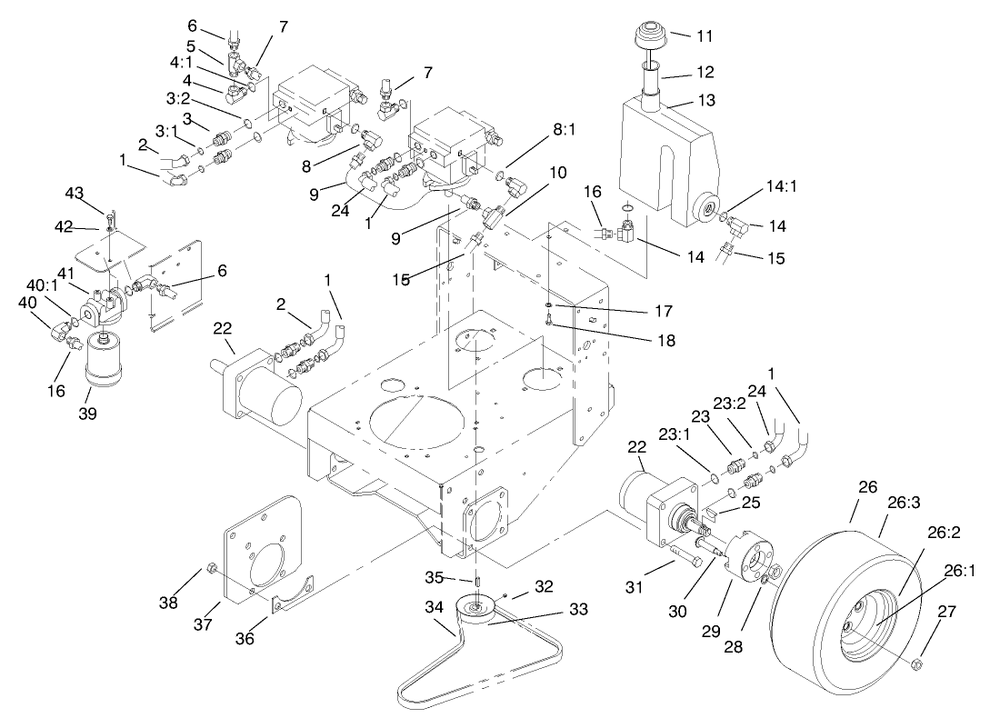 Hydraulic & Drive System Diagram and Parts List for 30192 890001 - 899999 Toro Lawn Tractor Accessories