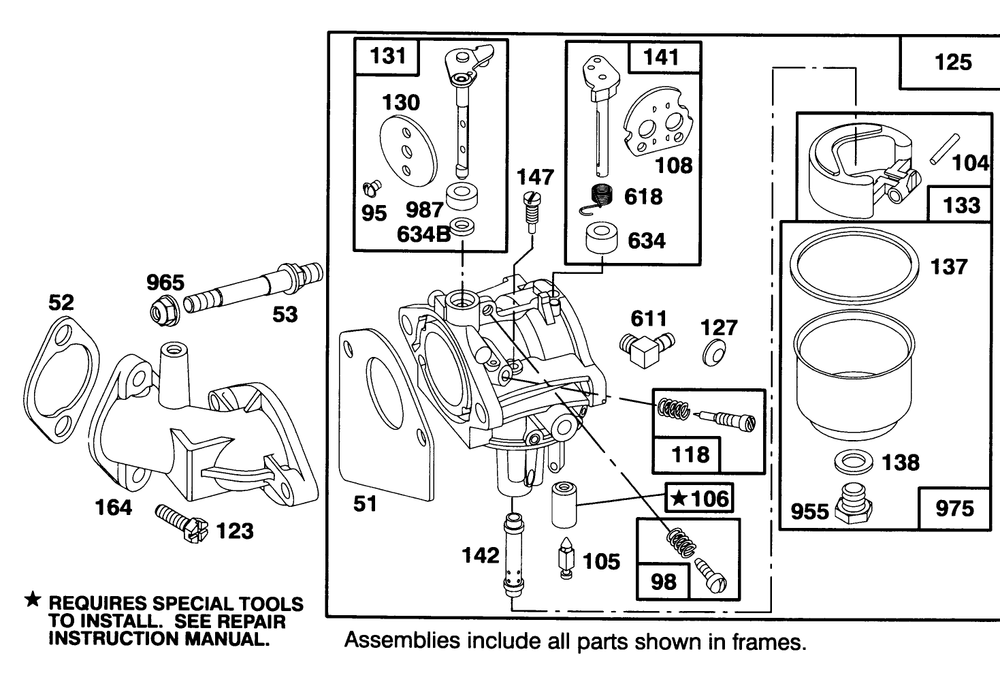 Engine Briggs & Stratton Model 28m707-0122-01 Diagram and Parts List for 71191 4900001 - 4999999 Toro Lawn Tractor