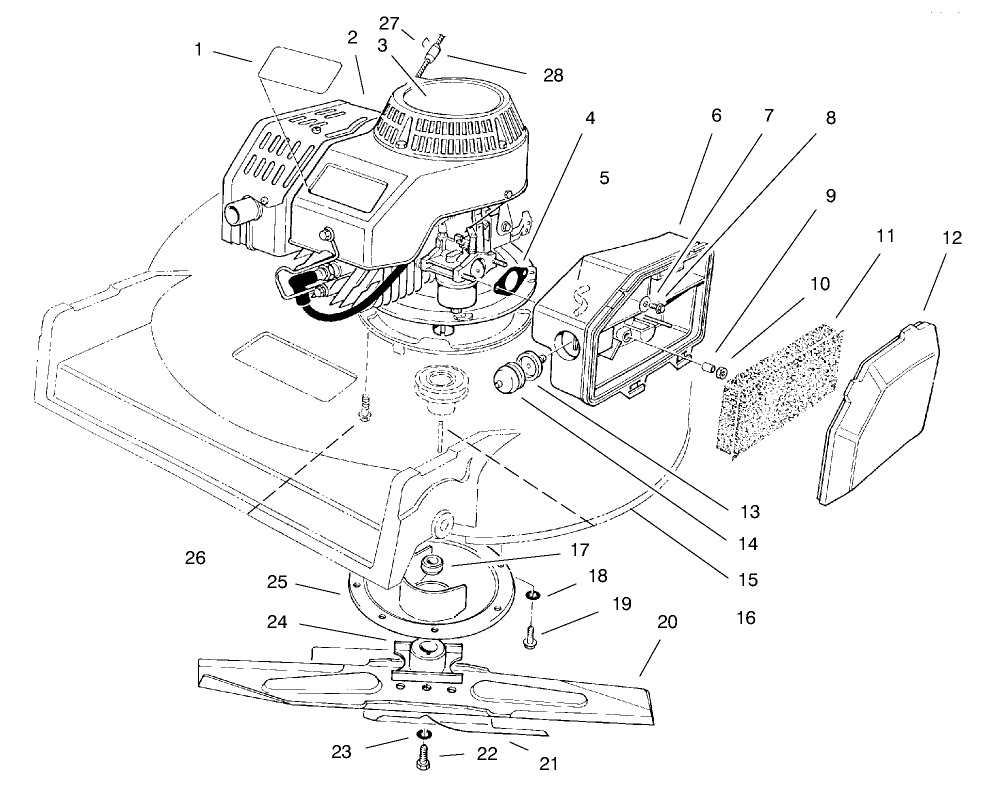 Engine Assembly Diagram and Parts List for 22040 7900001 - 7999999 Toro Lawn Mower