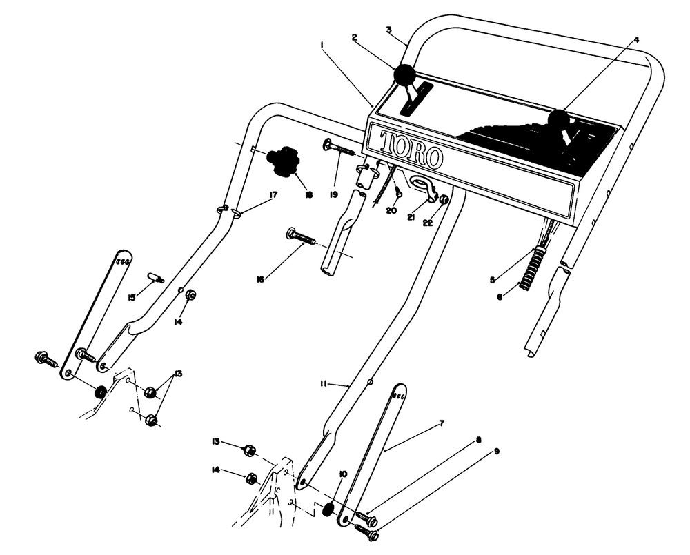 Handle Assembly Diagram and Parts List for 20692 9000001 - 9999999 Toro Lawn Mower