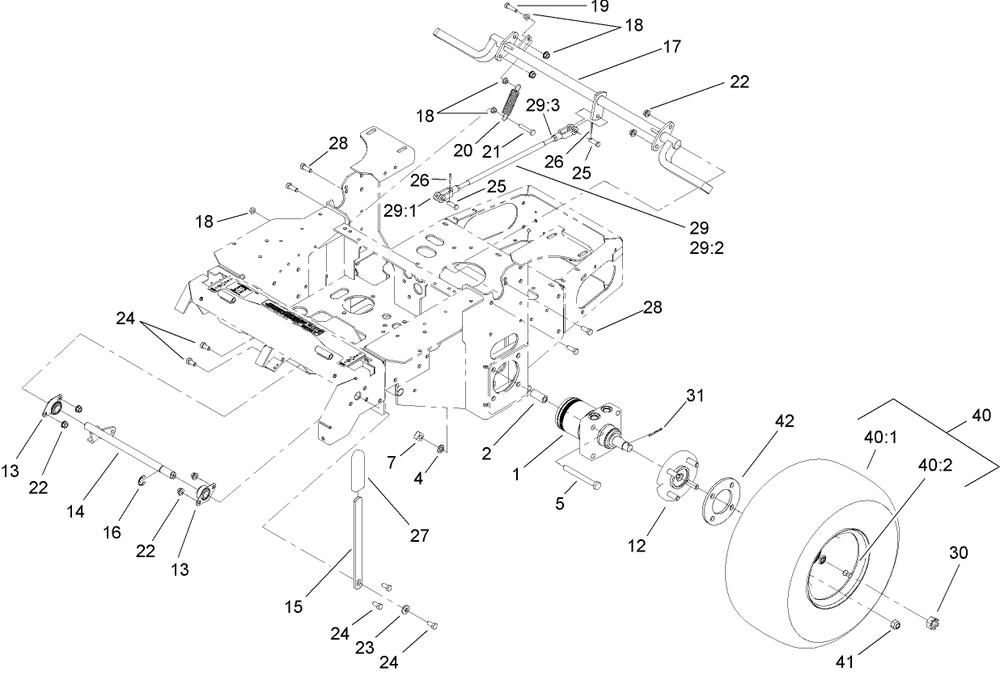 Parking Brake Assembly Diagram and Parts List for 74410 (260000001-260002000)(2006) Toro Lawn Mower