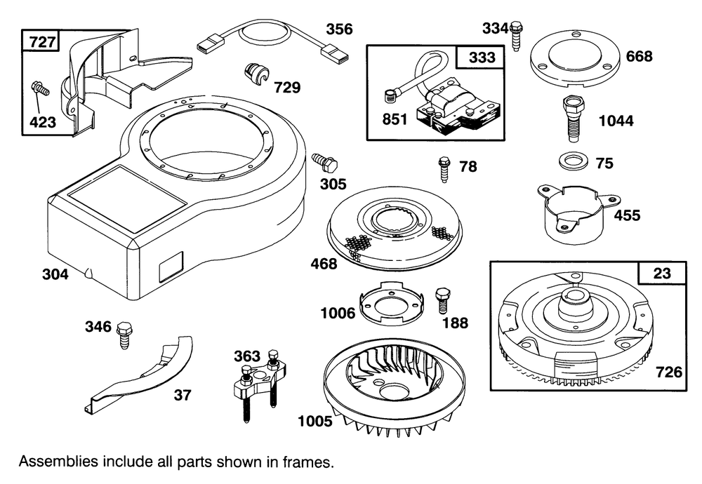 Engine Briggs & Stratton Model 283707-0156-01 Diagram and Parts List for 71180 3900001 - 3999999 Toro Lawn Tractor