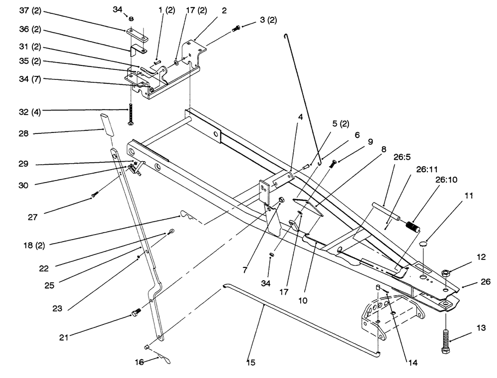 Frame Assembly Diagram and Parts List for 79350 5900001 - 5999999 Toro Lawn Tractor
