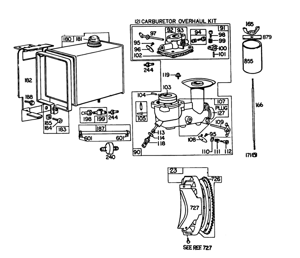 Engine Briggs & Stratton Model No. 252412 Type No. 0191-01 (11 H.P. Snowthrower Model 38090) Diagram and Parts List for 38090 3000001 - 3999999 Toro Snow Blower