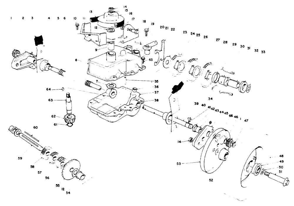 Gear Case Assembly Diagram and Parts List for 10510 1000001 - 1999999 Toro Lawn Mower