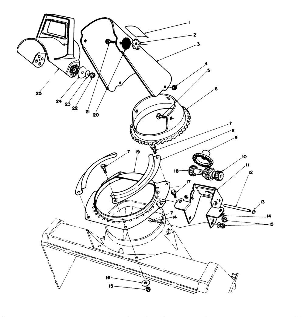 Discharge Chute Assembly Diagram and Parts List for 38181 4900001 - 4999999 Toro Snow Blower