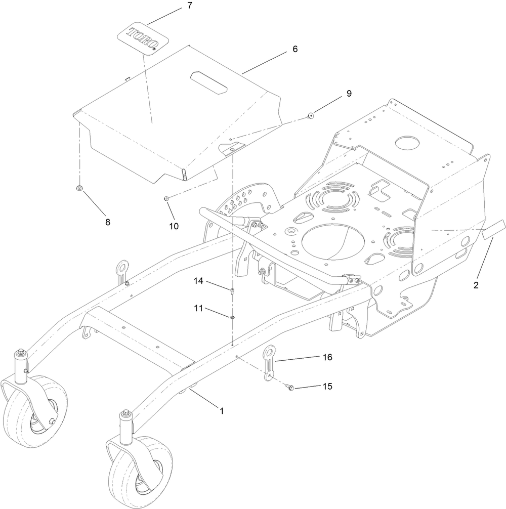 Hood Assembly Diagram and Parts List for 44410 406814864-407699999 Toro Lawn Mower