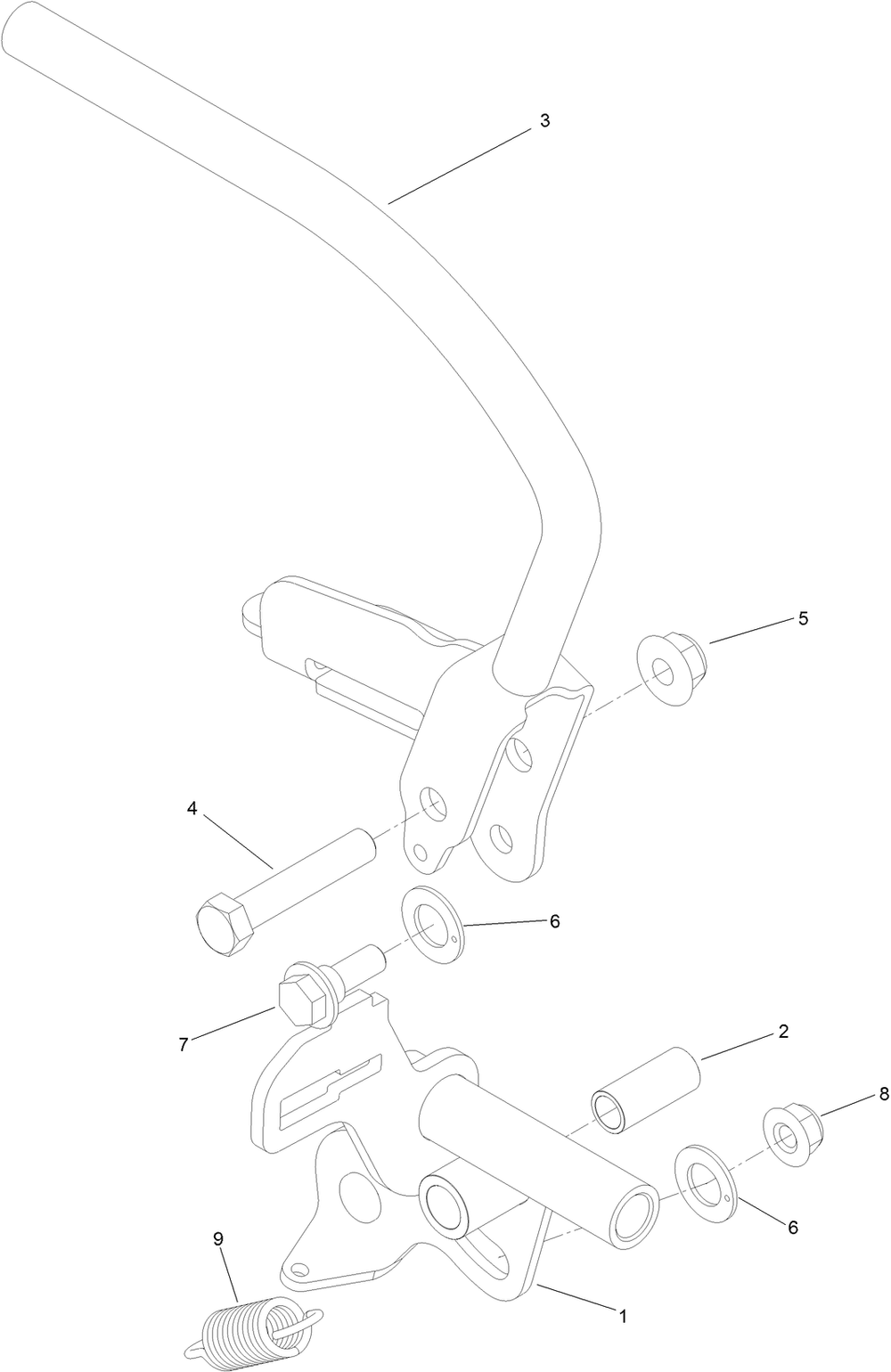 Control Handle Assembly 2 Diagram and Parts List for 74519 400000000-403253174 Toro Lawn Mower