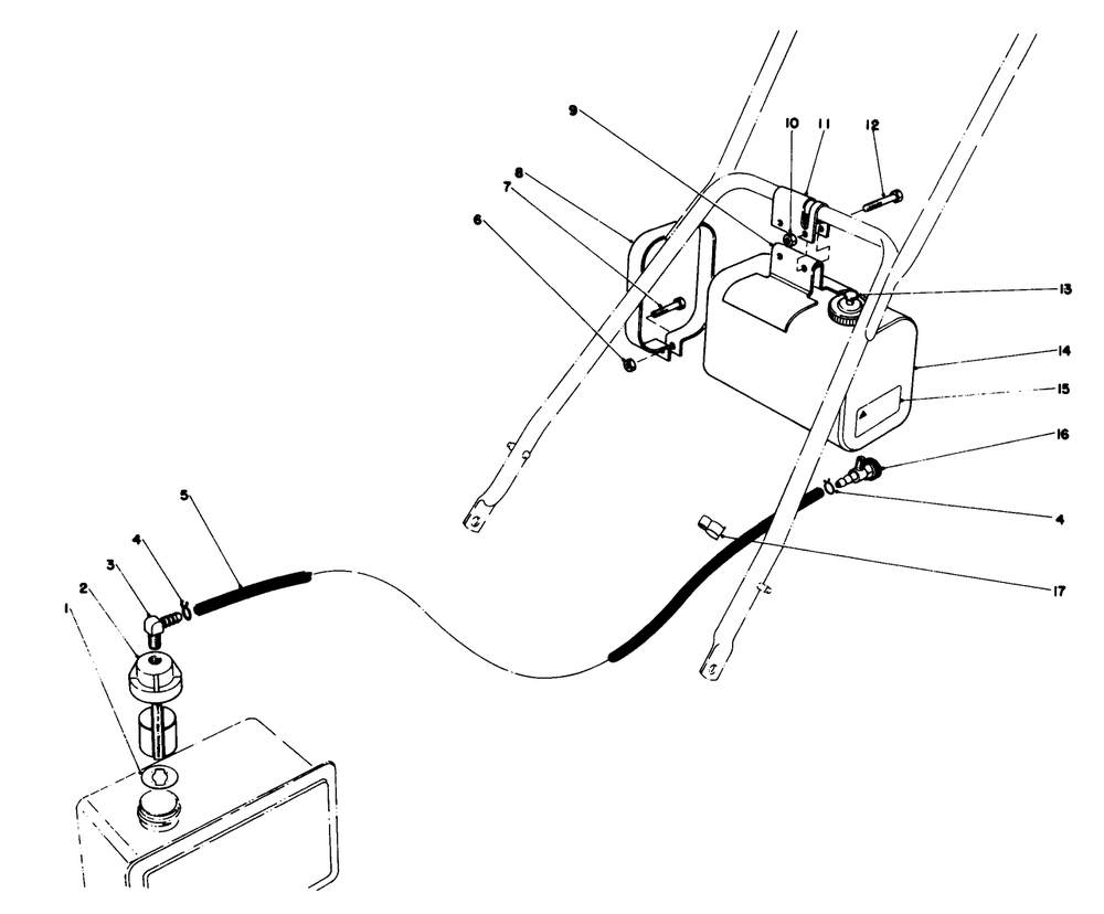 Remote Fuel Tank Kit No. 28-5590 (Optional) Diagram and Parts List for 23158 9000001 - 9999999 Toro Lawn Mower