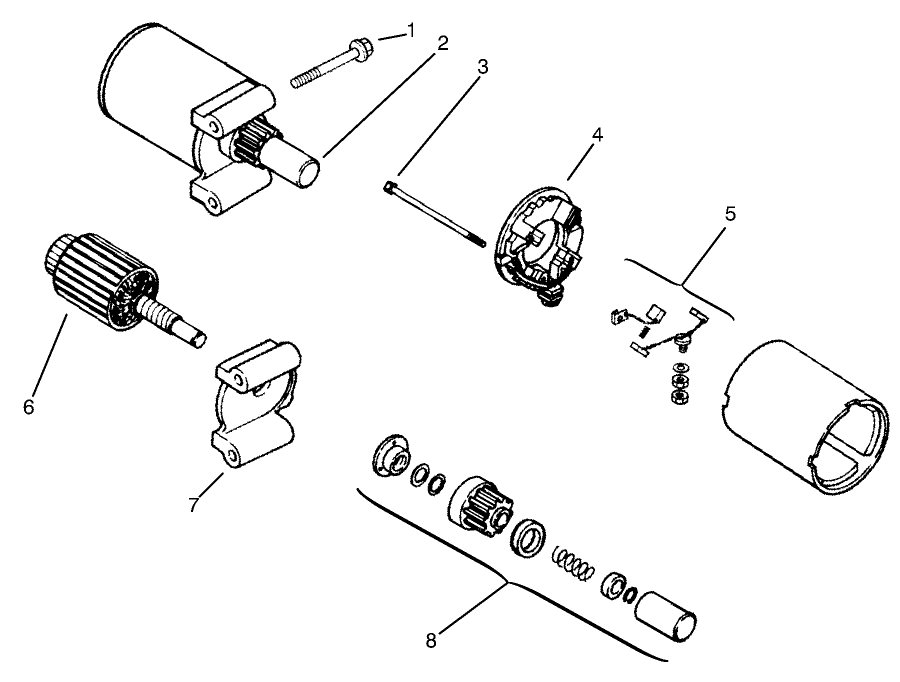Starting System Diagram and Parts List for 72064 7900001 - 7999999 Toro Lawn Tractor