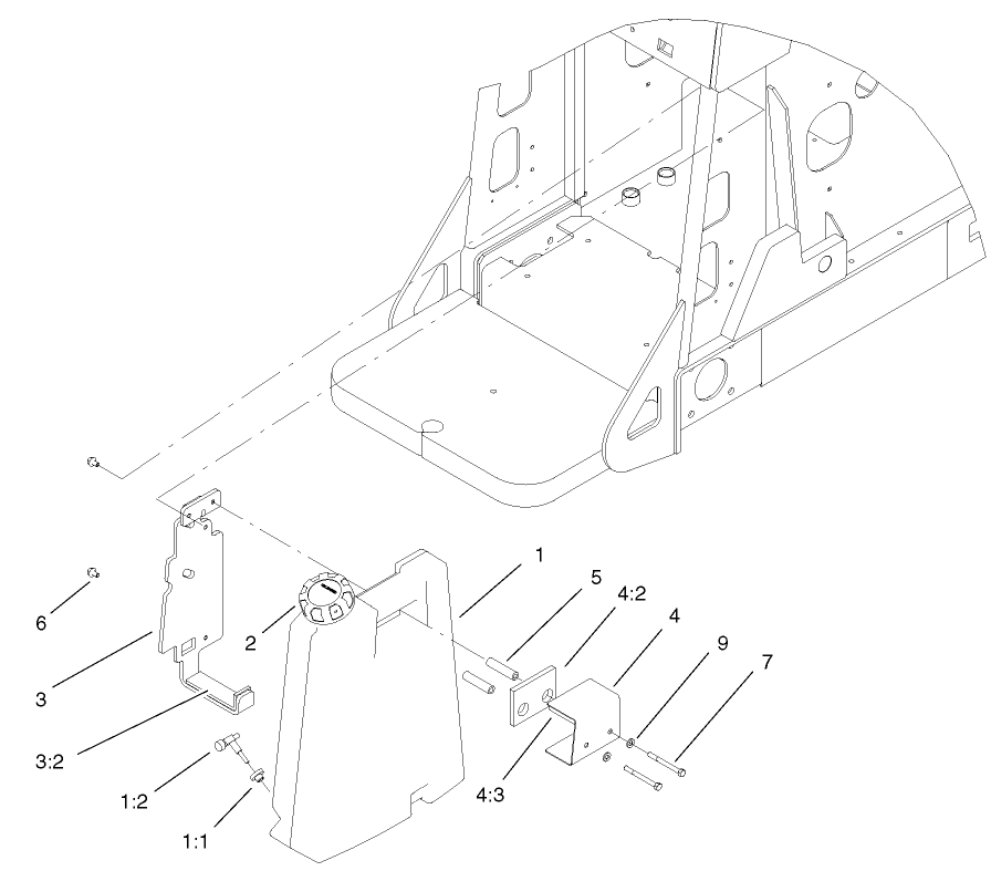 Fuel Tank Assembly 100-2531 Diagram and Parts List for 22300 890001 - 899999 Toro Lawn Tractor Accessories