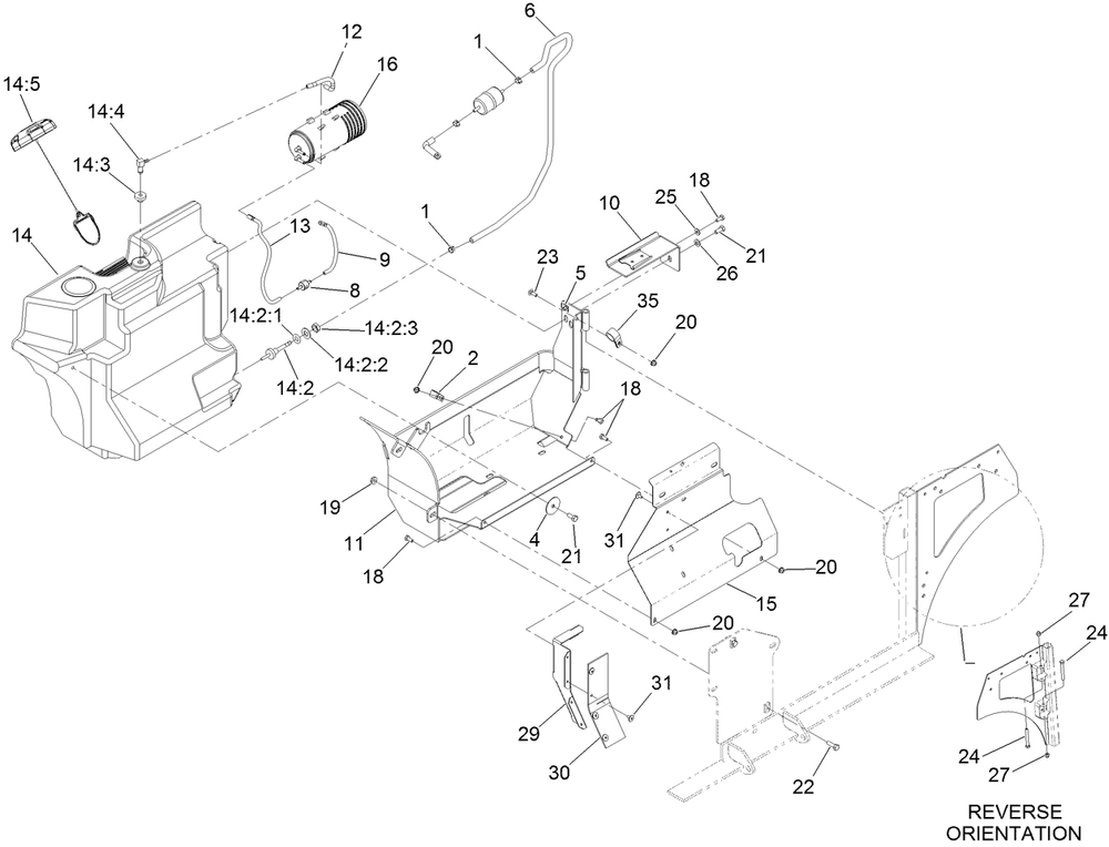 Fuel Assembly Diagram and Parts List for 74316 400000000 - 999999999 Toro Lawn Tractor