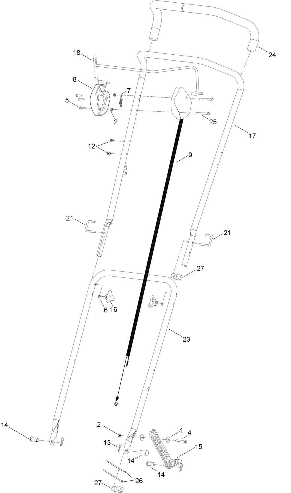 Handle Assembly Diagram and Parts List for 2615 315000001 - 315999999 Toro Lawn Tractor Accessories