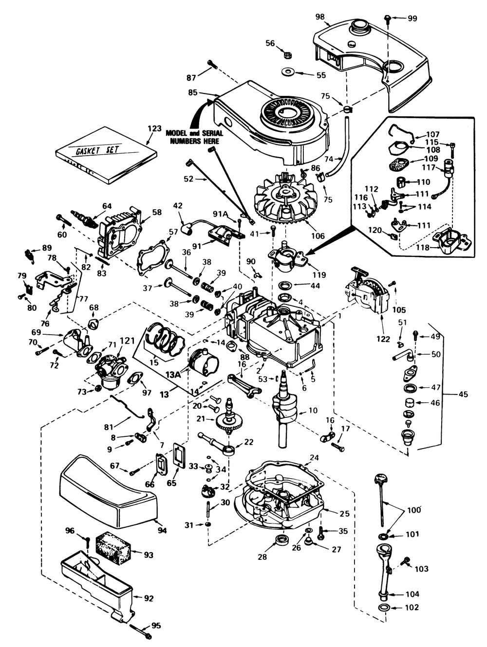 Engine Tecumseh Model No. Tnt 100-10070d Diagram and Parts List for 20700 1000001 - 1999999 Toro Lawn Mower
