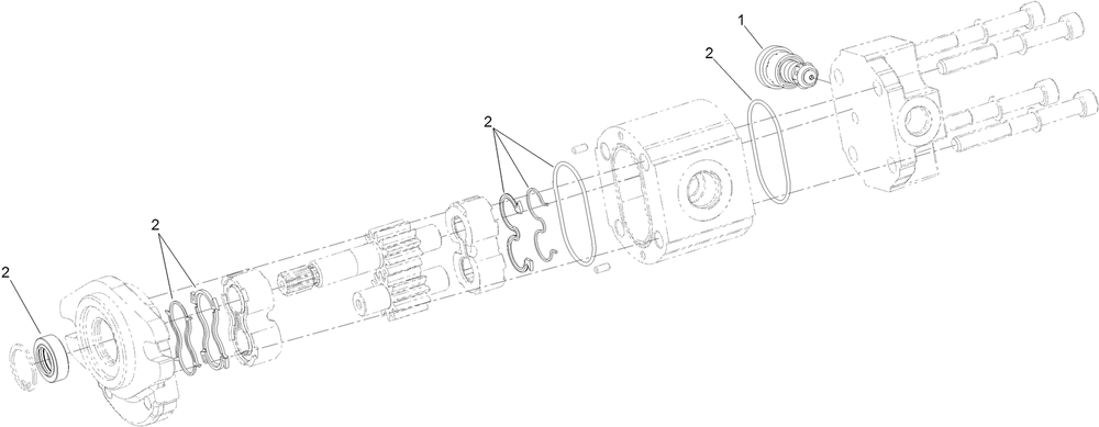 Hydraulic Gear Pump Assembly Diagram and Parts List for 74072 403226744-404399999 Toro Lawn Mower