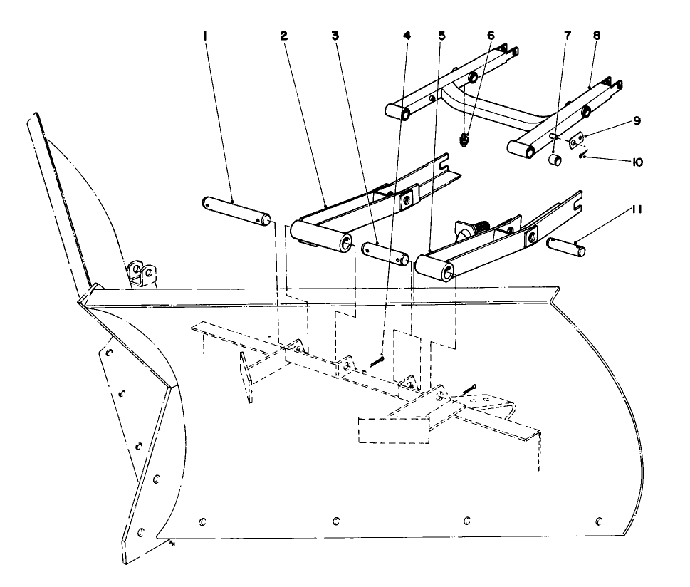 V-Plow Installation No. 30755 (Optional) Diagram and Parts List for 30775 400001 - 499999 Toro Lawn Tractor