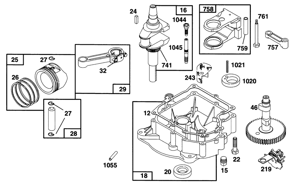 Engine Briggs & Stratton Model 28n777-0174-01 Diagram and Parts List for 71193 6900001 - 6999999 Toro Lawn Tractor