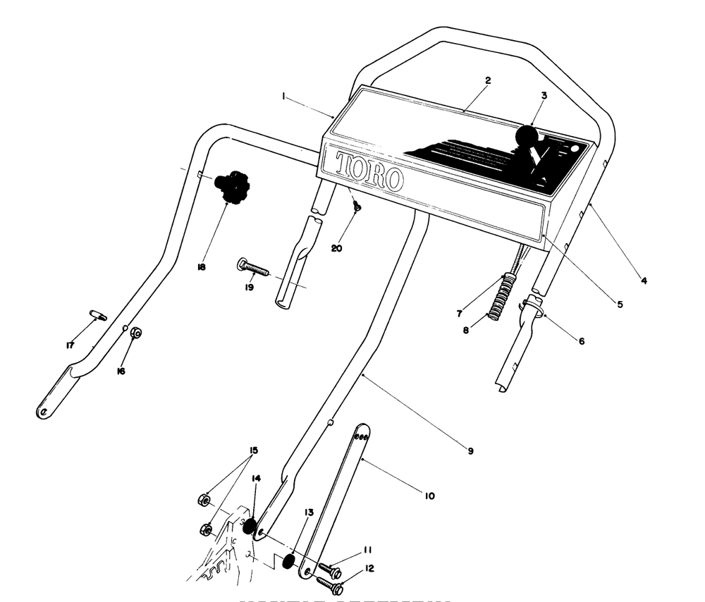 Handle Assembly (Used On Units With Serial No. 7000101-7002011) Diagram and Parts List for 20584 7000001 - 7999999 Toro Lawn Mower