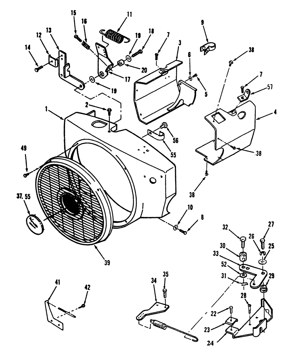 Blower Housing And Governor Diagram and Parts List for 41-20OE03 2000001 - 2999999 Toro Lawn Tractor