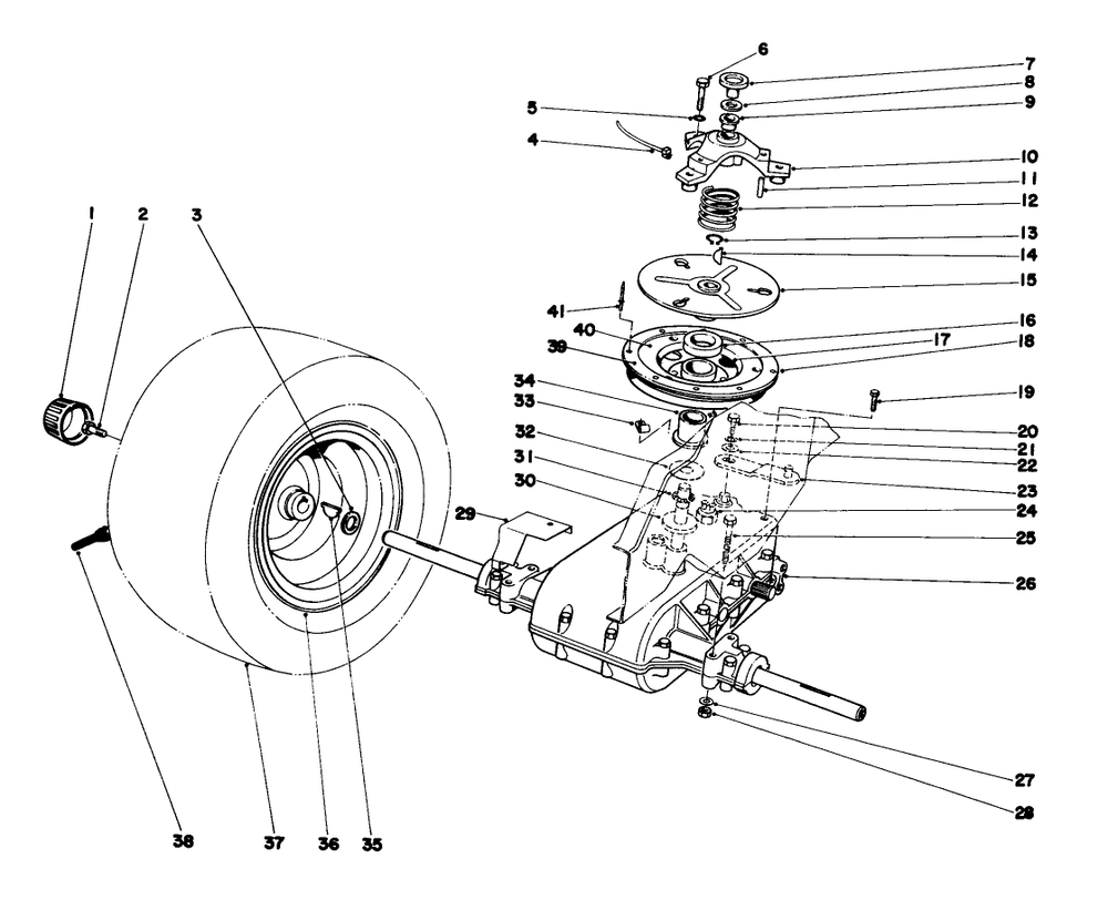 Transaxle & Clutch Assembly Diagram and Parts List for 57356 0000001 - 0999999 Toro Lawn Tractor