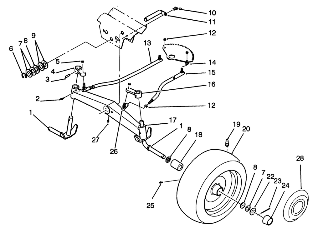 Front Axle Assembly Diagram and Parts List for R2-16BE01 2000001 - 2999999 Toro Lawn Tractor