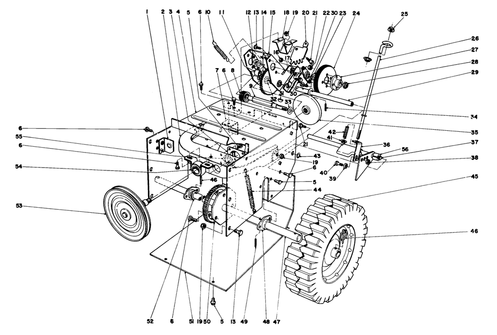 Traction Assembly Diagram and Parts List for 38250 1000001 - 1999999 Toro Snow Blower