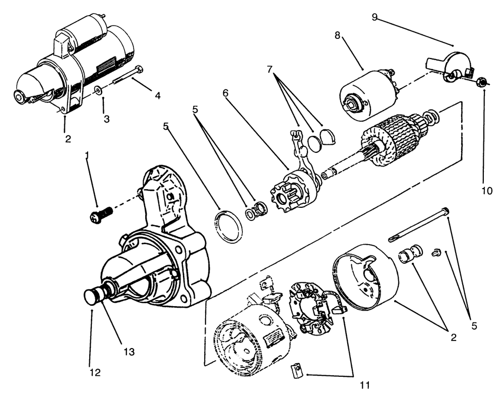 Starter Diagram and Parts List for 73420 4900001 - 4999999 Toro Lawn Tractor