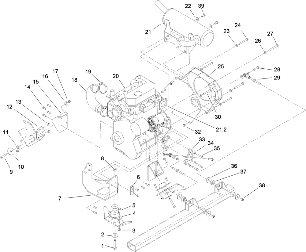 Engine Mount Assembly Diagram and Parts List for 74269 (311000001-311999999)(2011) Toro Lawn Mower