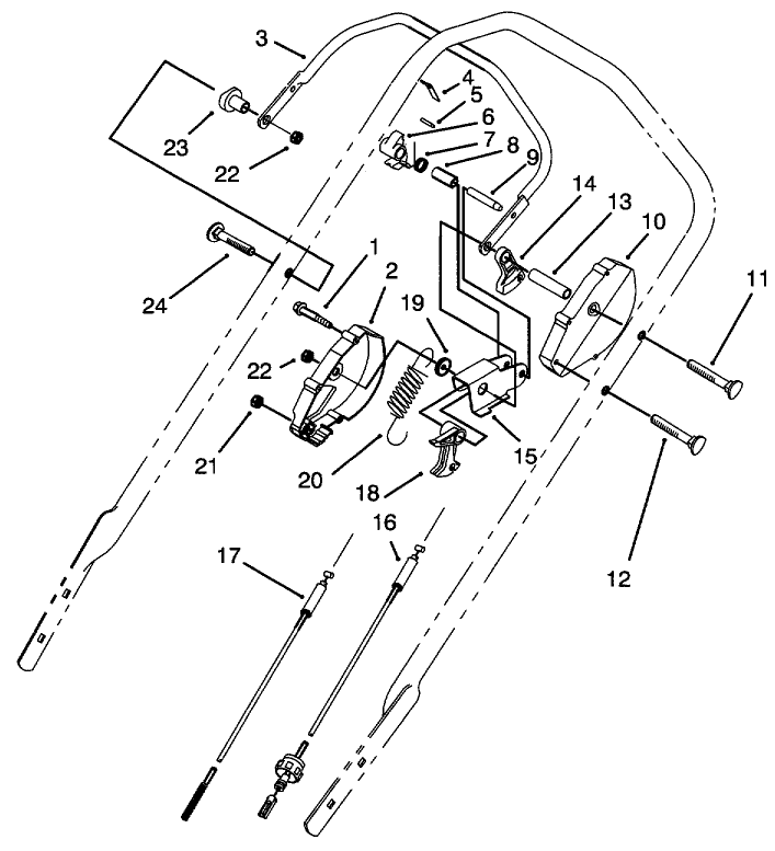 Traction Control Assembly Diagram and Parts List for 20438 49000001 - 49999999 Toro Lawn Mower