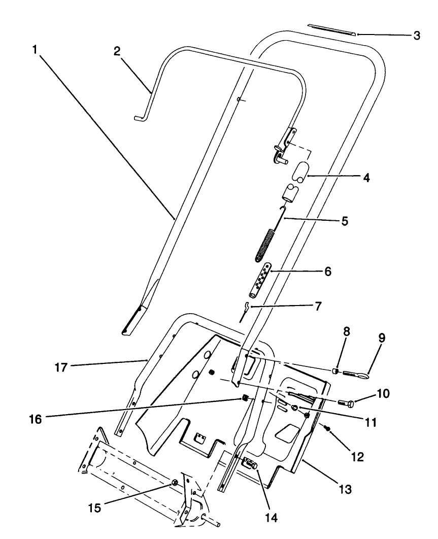 Handle Assembly Diagram and Parts List for 38195 1000001 - 1999999 Toro Snow Blower