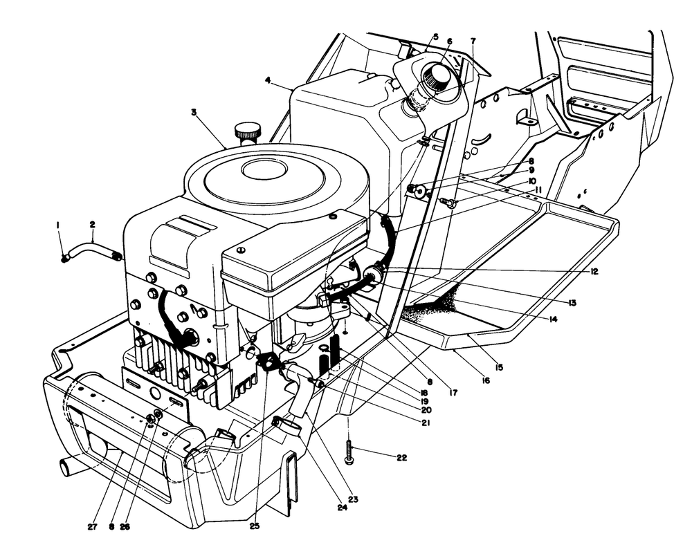 Engine Assembly Model 57300 Diagram and Parts List for 57300 1000001 - 1999999 Toro Lawn Tractor