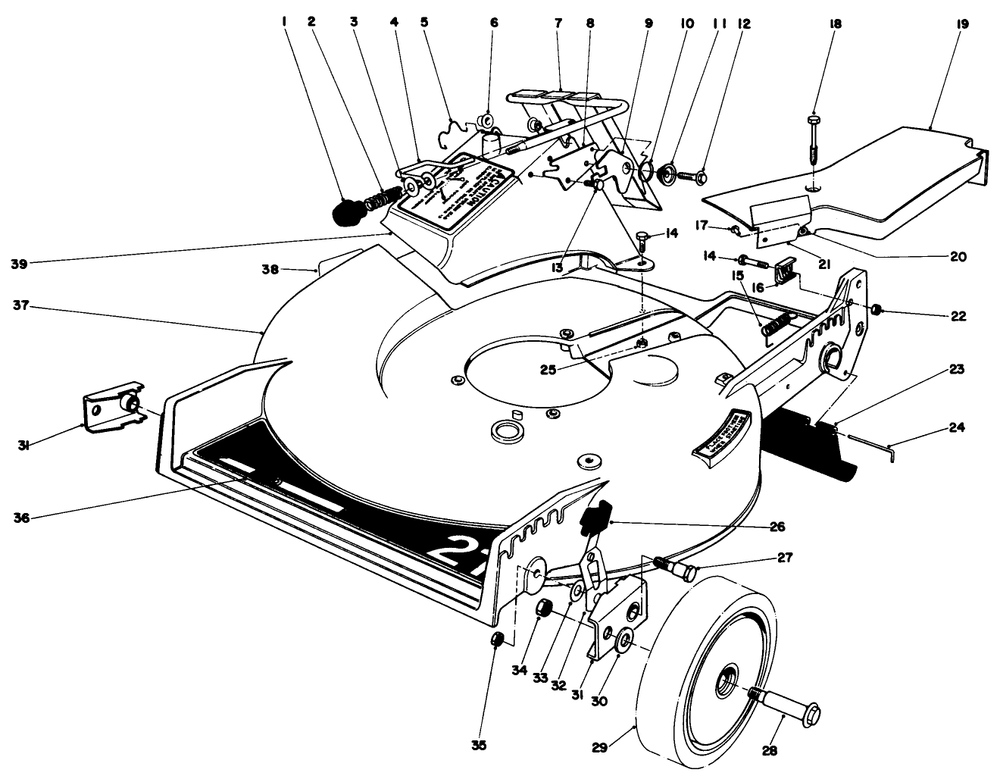 Housing Assembly Diagram and Parts List for 20752 2000001 - 2999999 Toro Lawn Mower