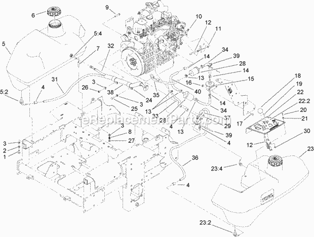 Throttle, Control Panel And Fuel Tank Assembl Diagram and Parts List for 74265 260000001-260999999 Toro Lawn Mower