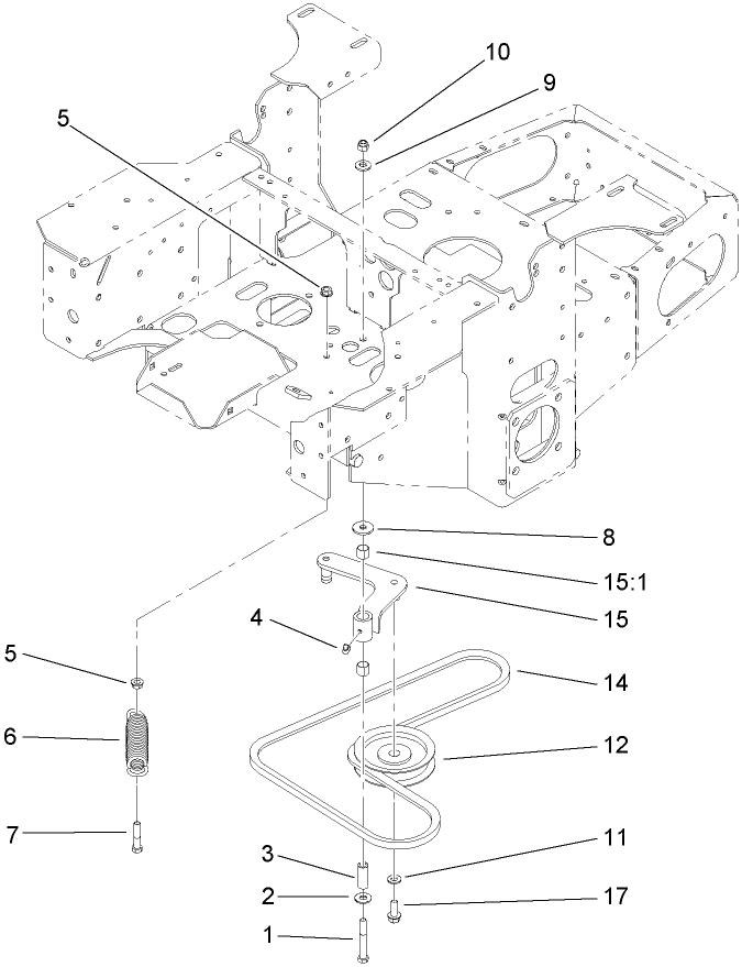 Pump Idler And Belt Assembly Diagram and Parts List for 74410 (280000001-280999999)(2008) Toro Lawn Mower