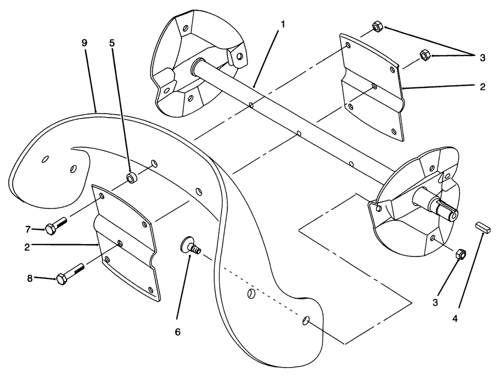 Rotor Assembly Diagram and Parts List for 38196 5900001 - 5999999 Toro Snow Blower