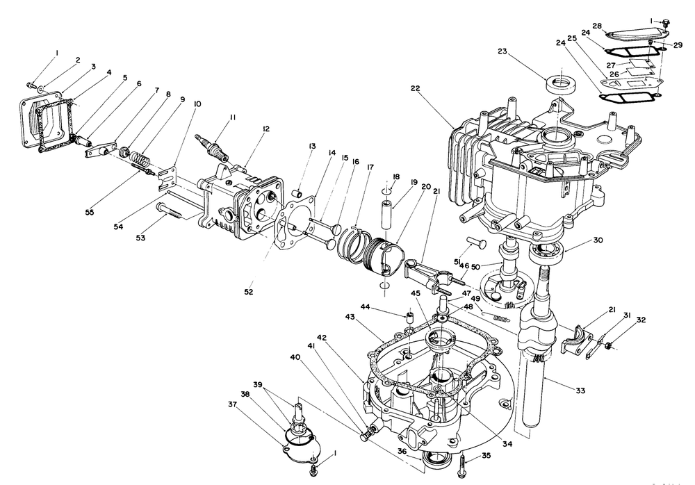 Crankcase Assembly (Continued)(Engine No. Vm140) Diagram and Parts List for 26620B 1000001 - 1999999 Toro Lawn Mower