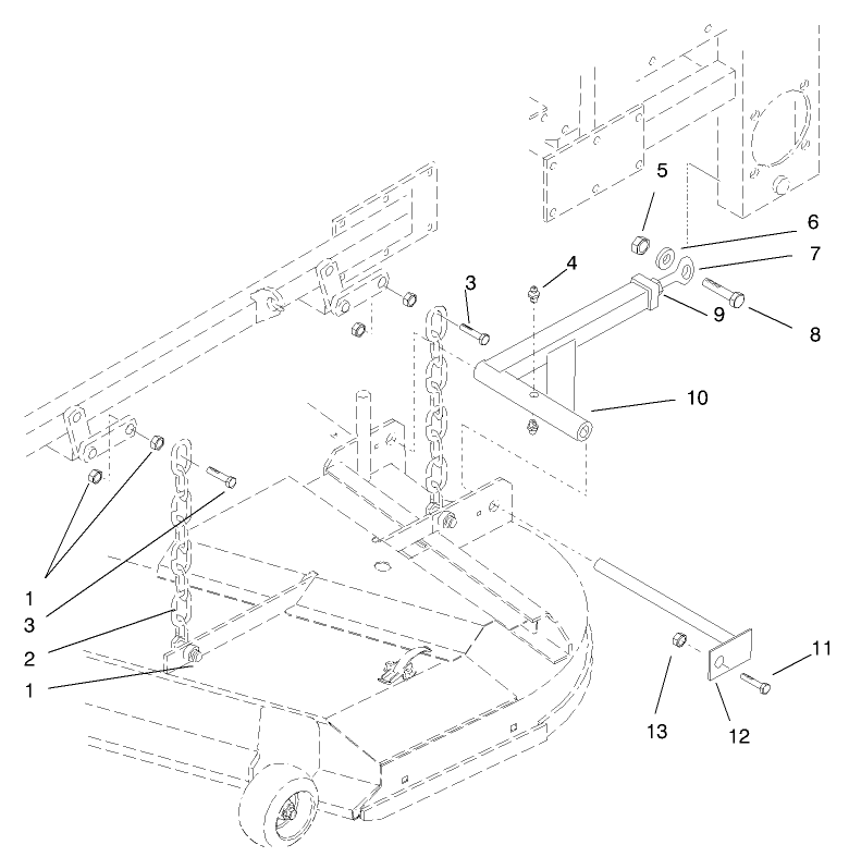 Deck Mounting Diagram and Parts List for 74201 890001 - 899999 Toro Lawn Tractor