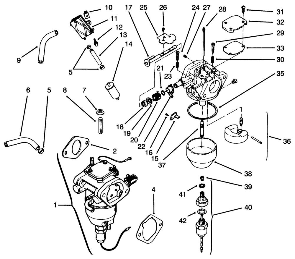 Fuel System Diagram and Parts List for 72043 6900001 - 6999999 Toro Lawn Tractor