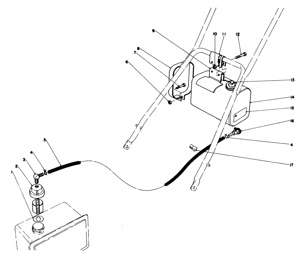 Remote Fuel Tank Kit No. 28-5590 (Optional) Diagram and Parts List for 23022 8000001 - 8999999 Toro Lawn Mower
