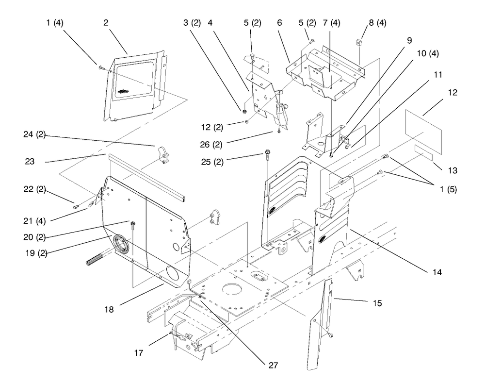 Hoodstand And Firewall Diagram and Parts List for 72045 8900001 - 8900399 Toro Lawn Tractor