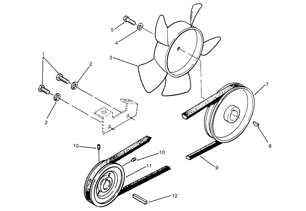Drive Belt And Pulleys Diagram and Parts List for 73501 59000412 - 59002868 Toro Lawn Tractor