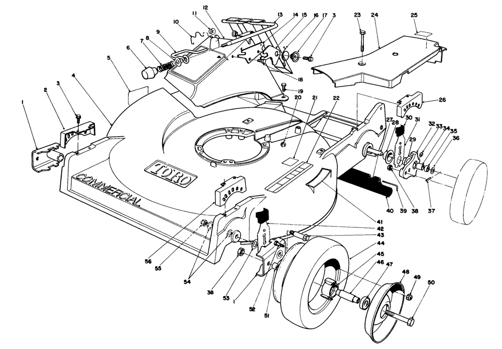 Housing Assembly (Model 22030) Diagram and Parts List for 22030 0000001 - 0999999 Toro Lawn Mower