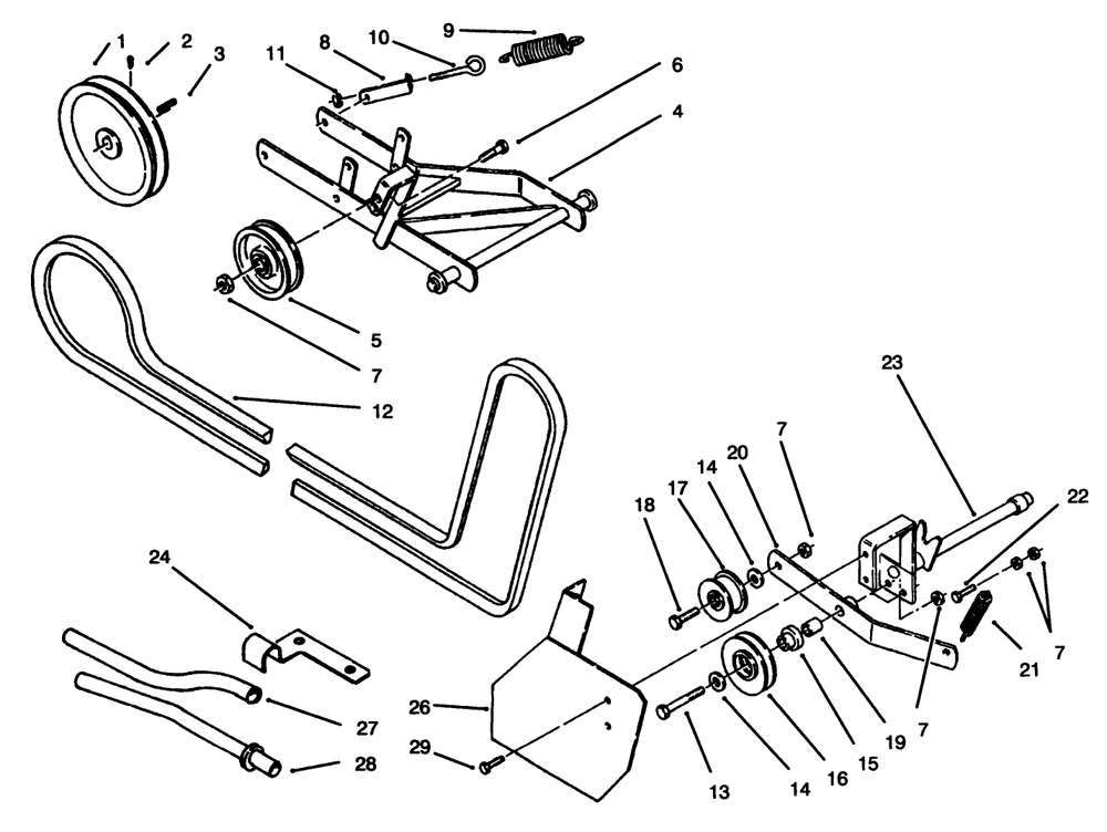 Pulley Assembly Diagram and Parts List for 79370 4900001 - 4999999 Toro Lawn Tractor