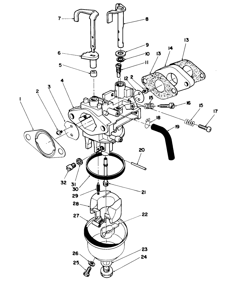 Carburetor Assembly (Model No. Vml0-7) Diagram and Parts List for 20921B 1000001 - 1999999 Toro Lawn Mower