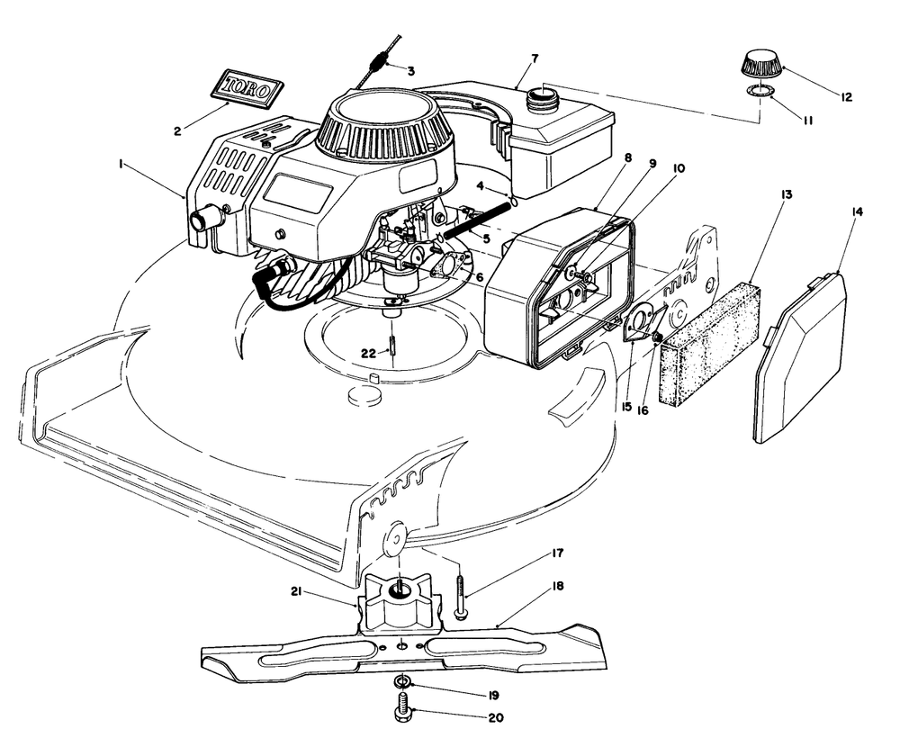 Engine Assembly Diagram and Parts List for 20581 4000001 - 4999999 Toro Lawn Mower
