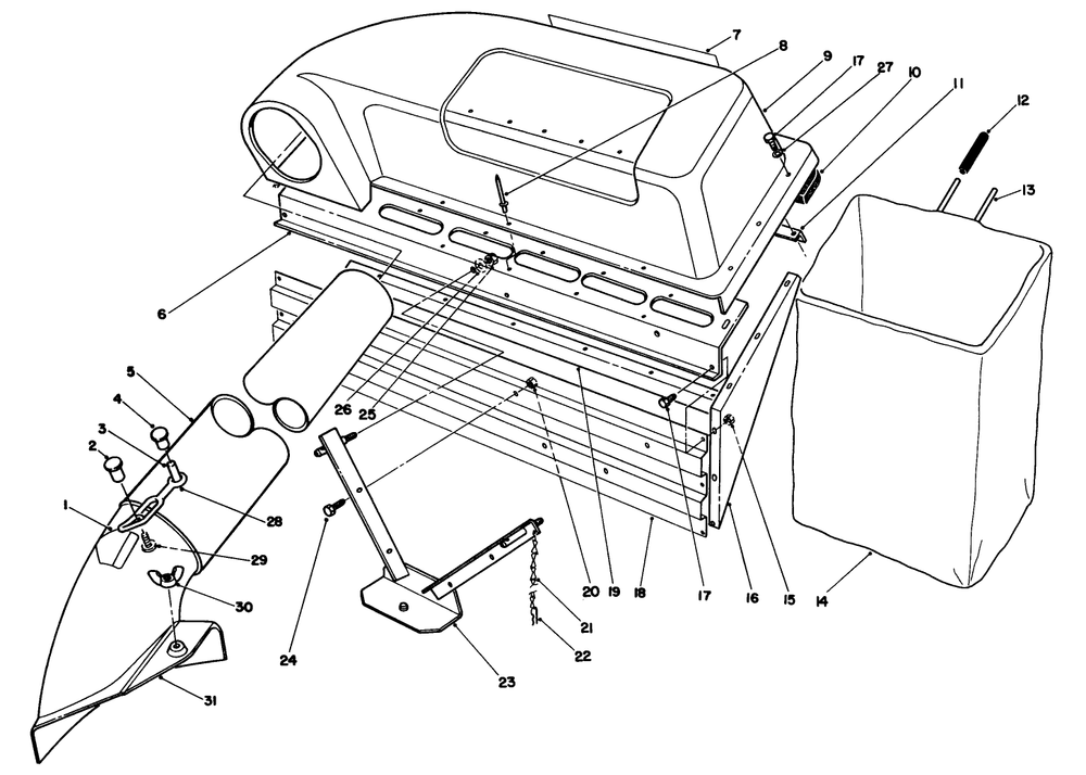 Twin Bagger Grass Catcher Model 59053 (Optional) Diagram and Parts List for 56133 1000001 - 1999999 Toro Lawn Tractor