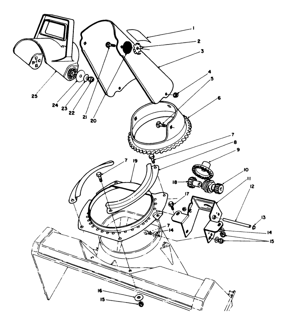 Discharge Chute Assembly Diagram and Parts List for 38185 4900001 - 4999999 Toro Snow Blower