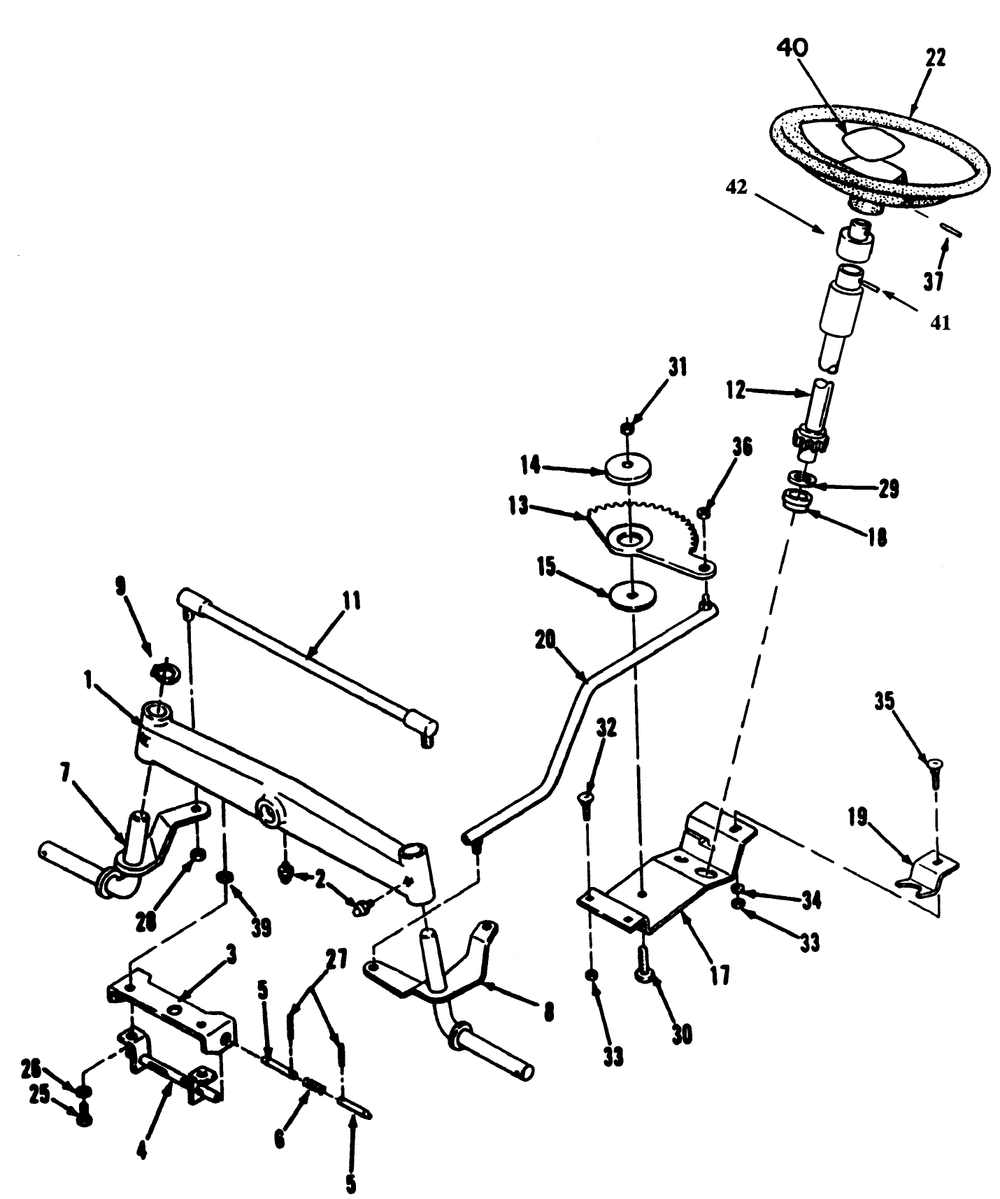 Front Axle & Steering Assembly Diagram and Parts List for 32-10B503 2000001 - 2999999 Toro Lawn Tractor
