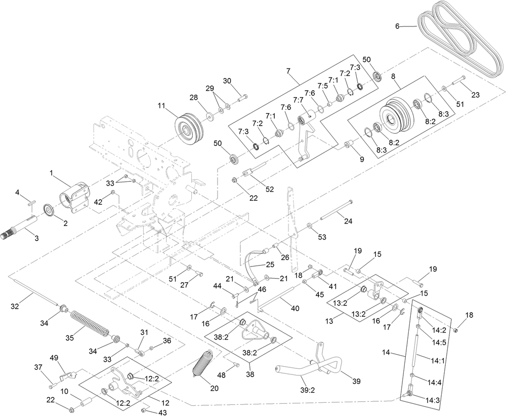 Drive Assembly Diagram and Parts List for 74316 400000000 - 999999999 Toro Lawn Tractor