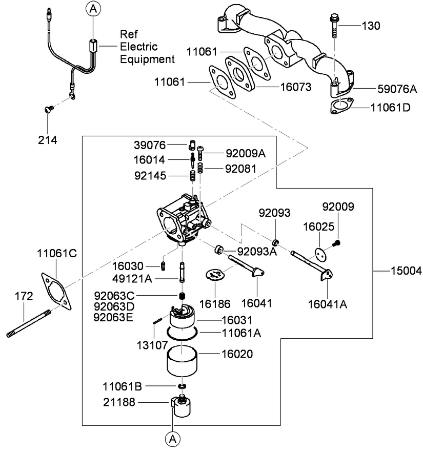 Carburetor Assembly Diagram and Parts List for 74558 (290003001-290999999)(2009) Toro Lawn Mower